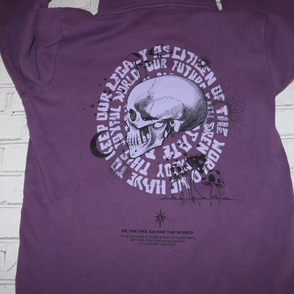 Size Small Purple Skull Mushroom Hoodie Sweater No Boundaries - Picture 1 of 7
